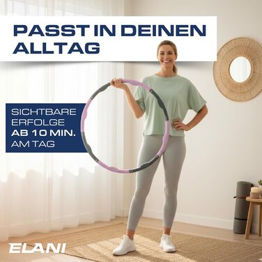 Hula Hoop ELANI 90см рожевий для схуднення: фітнес-обруч з хвилястою формою, 7-8 секцій, індивідуальне налаштування + посібник з тренувань