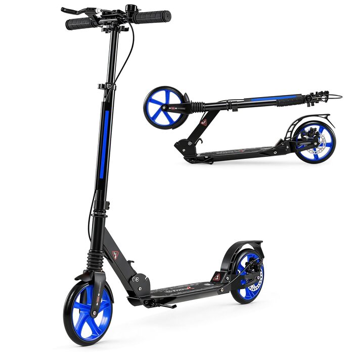 COSTWAY Розкладний електросамокат з дзвіночком та підніжкою, регульована висота керма, для дітей та дорослих (блакитний)