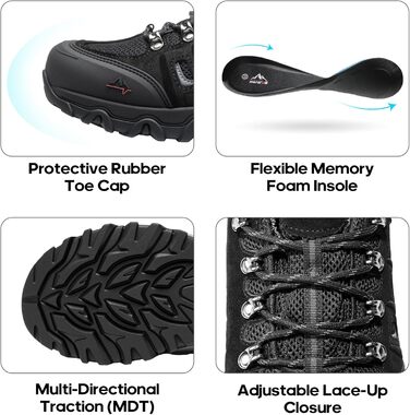 Чоловічі водонепроникні трекінгові черевики NORTIV 44 EU (Чорний, Сірий)