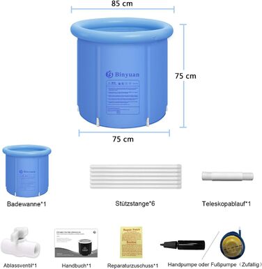 Ексклюзивна ванна для криотерапії B&Y 80см Ø - мобільна ванна для айс-бадінгу, 402L, для спортсменів