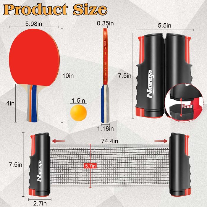Набір для настільного тенісу Profi: 2 ракетки, сітка, 8 м'ячів, сумка. Підходить для гри в приміщенні та на вулиці. Чорний колір