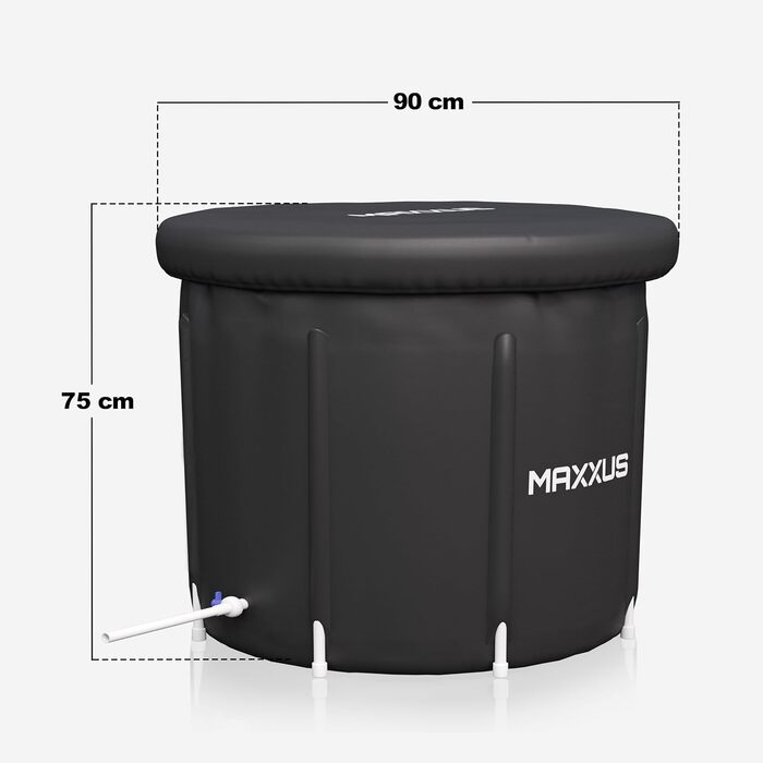 MAXXUS Eisbad XL – надувна криотонна для дому, 450л, з кришкою та насосом, 90 см Ø, для дорослих та спортсменів