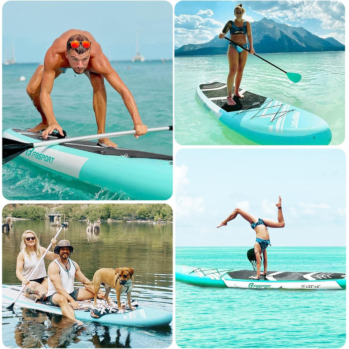 SUP дошка надувна FBSPORT 15 см, комплект з алюмінієвим веслом та насосом, зелена