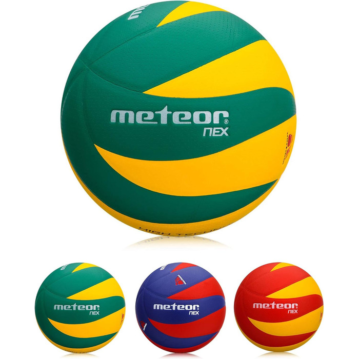М'яч волейбольний Meteor® #5 NEX Green/Yellow для дітей, юнаків та дам, тренувальний, м'який, з надійним зчепленням