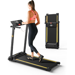 Біговий доріжка UREVO для дому, 2.25PS, складана з 12 режимами HIIT, компактна Mini Treadmill для дому/офісу, LCD-дисплей, чорно-помаранчевий