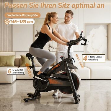 Спінінг-велотренажер CURSOR FITNESS для дому, велоергометр з пульсометром та LED-дисплеєм, комфортне сидіння, макс. навантаження 136 кг, помаранчевий