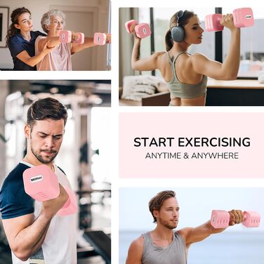 Регульовані гантелі 2 шт. 20 кг, 5-в-1 для фітнесу, дому, силових тренувань. Білий (рожевий)