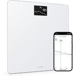 Withings Body — Wi-Fi вага з відстеженням ваги та ІМТ, цифрова підлогова вага з синхронізацією через Bluetooth або Wi-Fi, біла