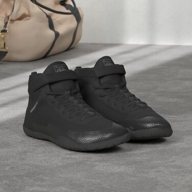 Черевики для боротьби, боксерські, фітнес, важкої атлетики та пауерліфтингу з плоскою підошвою (46 EU, Чорний)