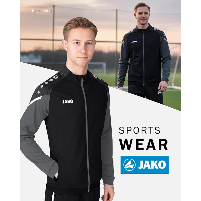 Чоловіча спортивна куртка JAKO Performance з поліестеру, чорна/антрацит, розмір L