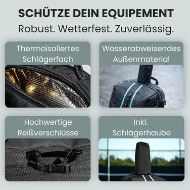 Рюкзак для тенісу Otaro з відділенням для взуття, ноутбука та термо-відділенням для ракеток, 42л, Чоловічий/Жіночий, з кишенями для води та м'ячів, з дощовиком та мішком для брудної білизни - Чорно-Синій