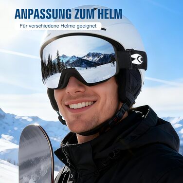 Скі-маска Suoso OTG для чоловіків та жінок - скі-окуляри з UV-захистом, антизапітніння, сумісні з шоломом, чорно-синій