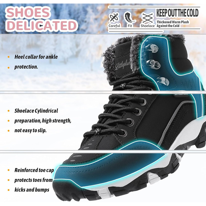 Черевики зимові жіночі Littleplum, утеплені, для трекінгу, чорні, 41 EU