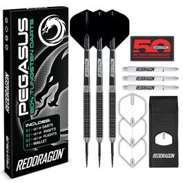 Дарти Red Dragon Pegasus Profi 80% Tungsten 24г - Набір сталевих дротиків з наконечниками, пір'ями та чохлом