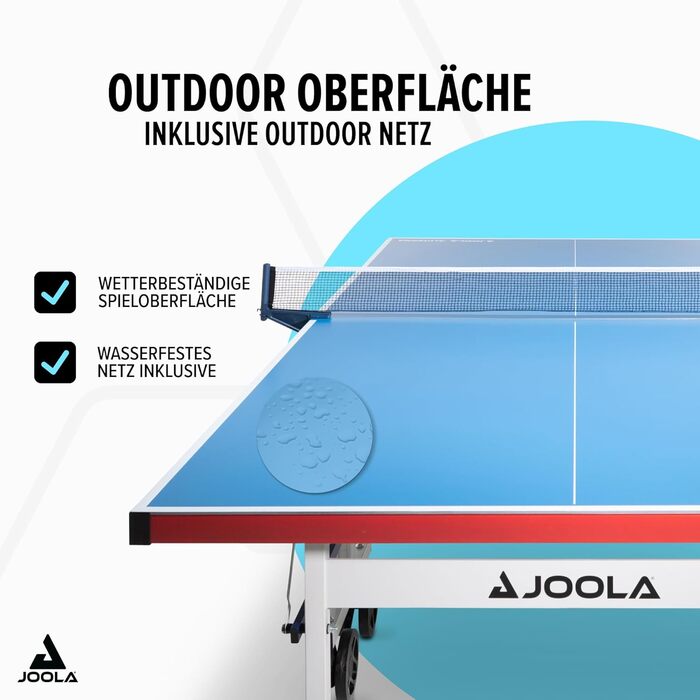 Стіл для настільного тенісу JOOLA Outdoor, професійний, 6 мм алюмінієва композитна поверхня, складана конструкція, з сіткою, для вулиці, вологостійкий