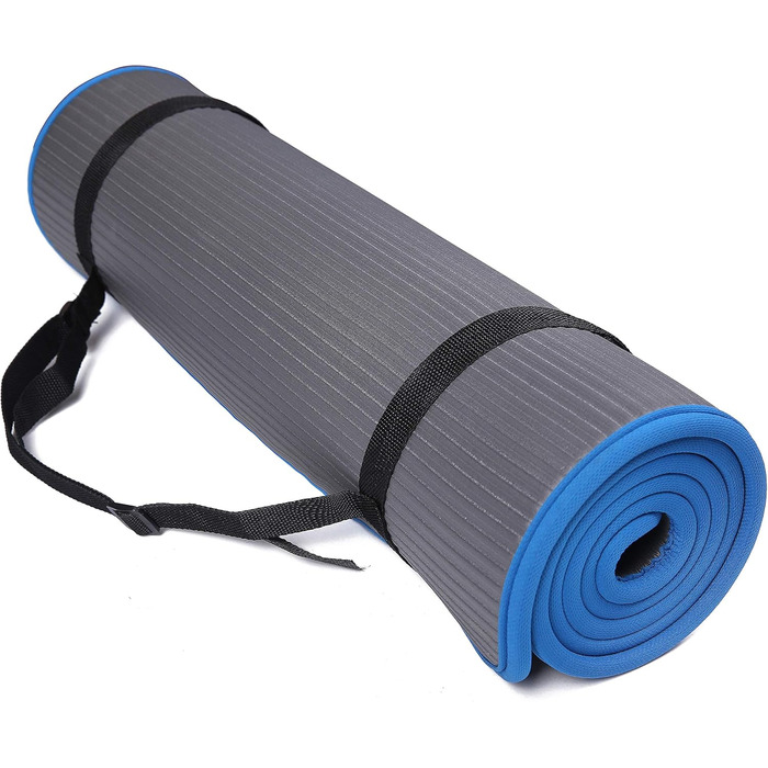 Fitvids Килимок для йоги та пілатесу, 10 мм, надзвичайно товстий, з антиковзаючим покриттям, з ручкою для перенесення, в декількох кольорах (сірий)