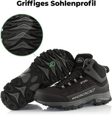 Черевики для ходьби жіночі та чоловічі, водонепроникні зимові черевики (36 EU, чорний, сірий)