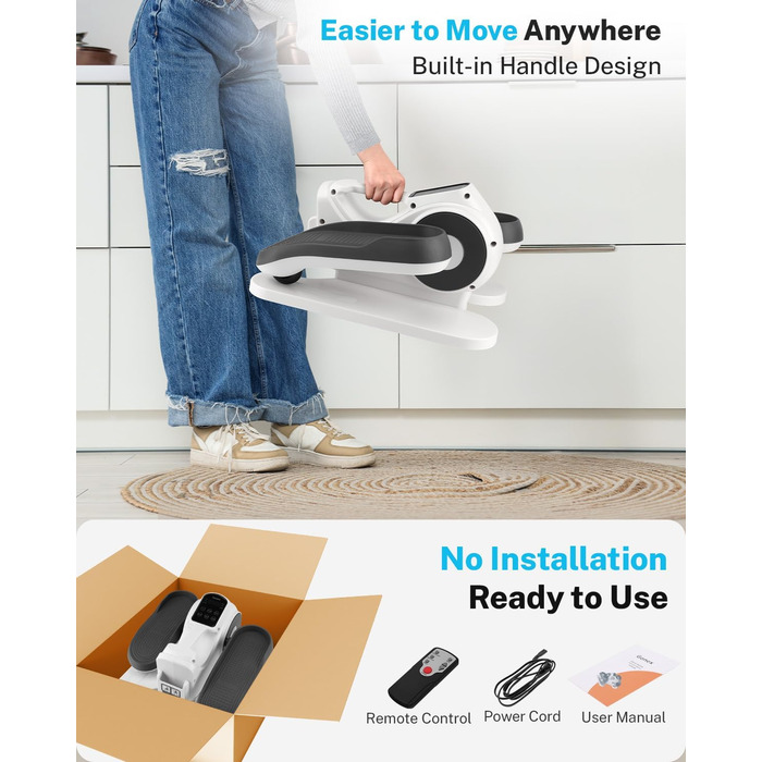 Еліптичний тренажер Gonex під стіл для літніх людей з 10 рівнями опору, тренажер для ніг, як у телепередачі, педальний тренажер для сидіння, 10 швидкостей & 3 автоматичні режими (білий)