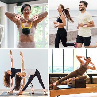 Набір обтяжувачів для зап'ястя та кісточок, регульовані (2 шт., 0.45 кг) - для йоги, пілатесу, ходьби, фітнесу (рожевий)