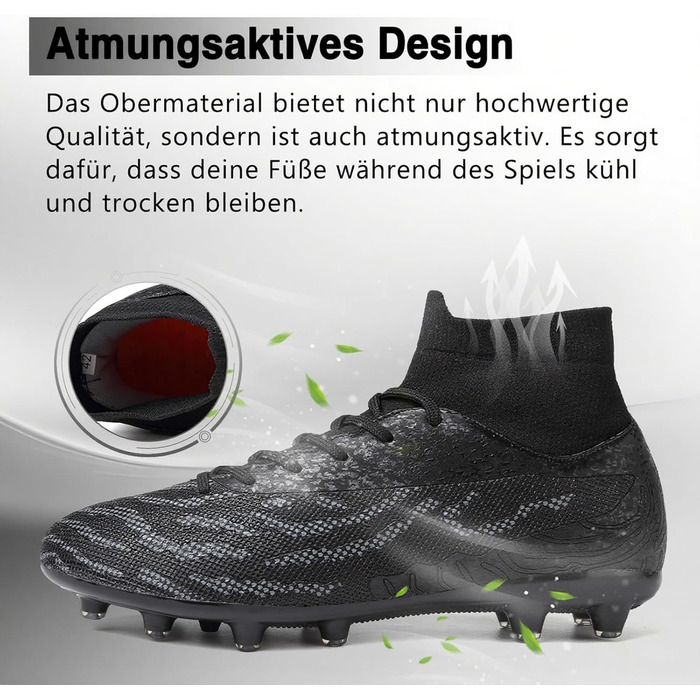 Чоловічі футбольні бутси AG 47 EU, чорні - Madame Stollenschuhe