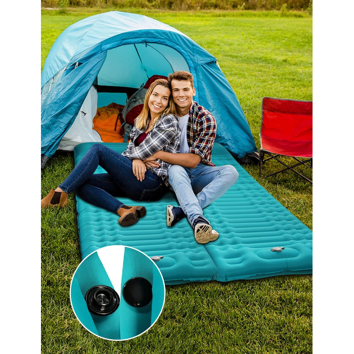 Надувна туристична матрац Yissvic Isomatte з самонадуванням, для кемпінгу, пікніків та подорожей, блакитна