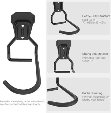 Тримач для велосипеда Housolution, 8 шт. - настінний, L-подібний, вертикальний, з EVA-гумою, для гаража, магазину велосипедів, чорний