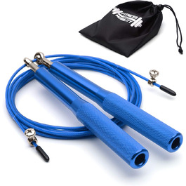 Стрибкове канат CKB LTD Elite Speed-Springseil: преміум-алюмінієві ручки, регульована довжина 3 м, фітнес, для дорослих, з сумкою, функціональне тренування, 1 шт, колір: кобальтово-синій