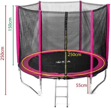 Батут для дітей 250 см з сіткою безпеки, великий розмір, для хлопчиків та дівчаток, для використання на вулиці, Rose