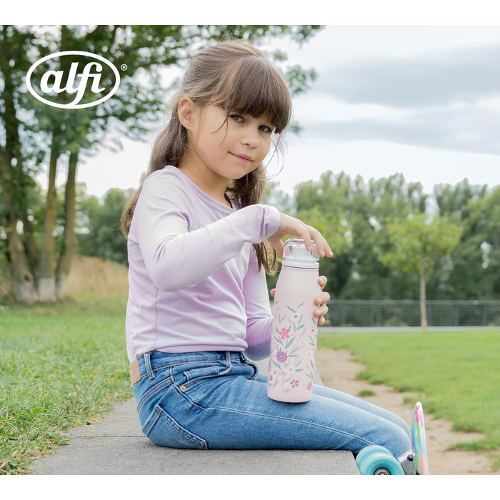 Термос-пляшка alfi KIDS ISO 500 мл рожевий для дітей, нержавіюча сталь, герметична, з кришкою, тримає 12 годин тепло, 24 години холод, для газованої води, BPA-free