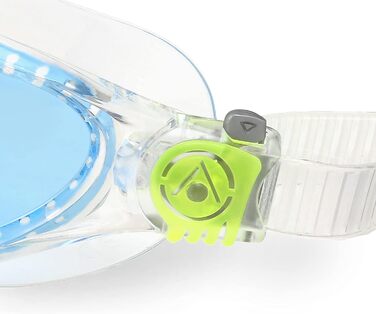 Дитячі плавальні окуляри AQUASPHERE Vista JR з UV-захистом, силіконовим ущільненням, протитуманним та герметичним склом, прозоро-салатові з синіми лінзами для хлопчиків і дівчат від 6 років