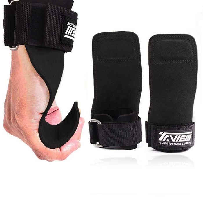 ТAVIEW Преміум фіксатори для зап'ястя для важкої атлетики - підтримка хвату, альтернатива рукавичкам та накладкам для тренажерного залу, фітнесу, силових вправ, таких як підтягування, станова тяга (чорний, пара)