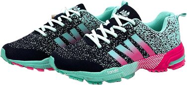 Кросівки для бігу чоловічі та жіночі, спортивні, повсякденні, для активного відпочинку, включаючи великі розміри (39 EU, темно-синій, зелений, фуксія)