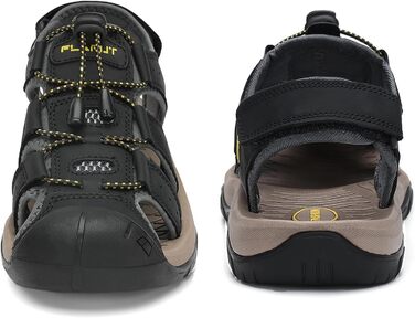 Чоловічі сандалі FLARUT для туризму, піших прогулянок та пляжу. Шкіряні трекінгові сандалі, спортивні літні кросівки 43 EU, чорні