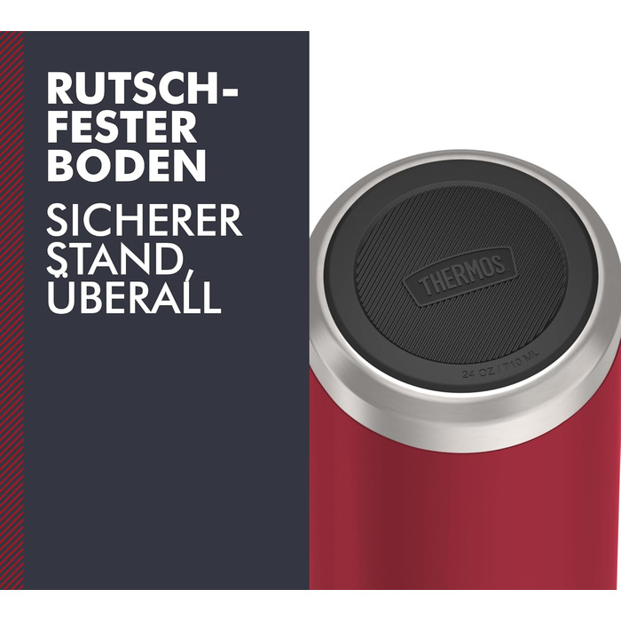 Термос-пляшка THERMOS ICON 710 мл, нержавіюча сталь, ізольована, для напоїв, червоний/ягідний мат, зберігає тепло 18 годин, холод 24 години, герметична, BPA-free, для води, спідмашинне миття