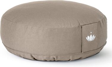 Медитаційний подушок Lotuscrafts® з низькою посадкою 10 см, з дрібнозернистою начинкою, кругла подушка для йоги, підлогова подушка, подушка для медитації, знімний чохол, сертифікат GOTS (світло-бежевий)