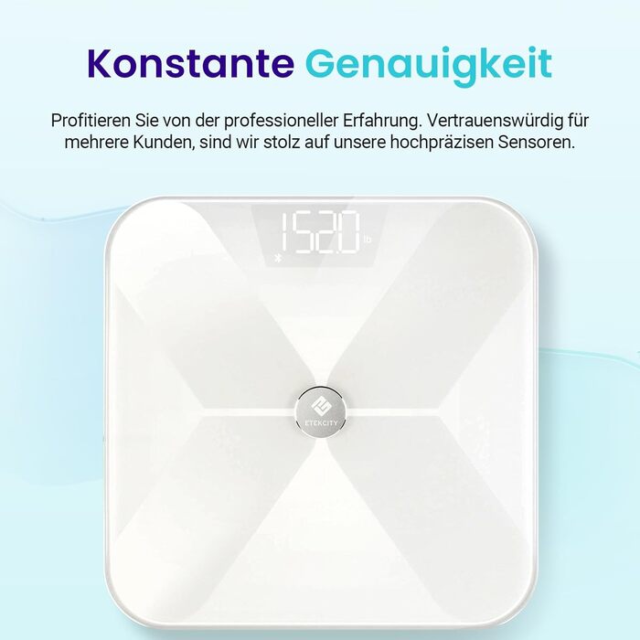 Розумна вага Etekcity Bluetooth, ультратонка, електронна, для вимірювання жиру, м’язової маси, води, білка, кісткової маси, з додатком для iOS/Android, до 180 кг