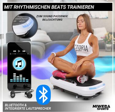Платформа для фітнесу Miweba Sports 4D Wave MV300, 800 Вт, Bluetooth, браслет-пульт, тренувальні стрічки, для схуднення, спалювання жиру, домашній тренажер, 3 роки гарантії, чорна