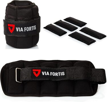 VIA FORTIS Регульовані обважнювачі для ніг і рук, набір 2 шт, з 5 змінними мішками, чорні