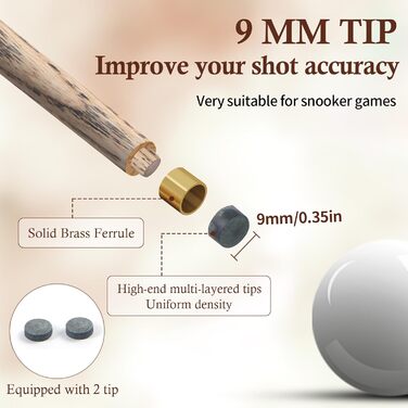 Кістьова кій для більярду Kmise 3/4: професійний більярдний кій з 4 фасками, 18/19 мм, вага 567.0 г, комплект з 2 подовжувачами, для дорослих