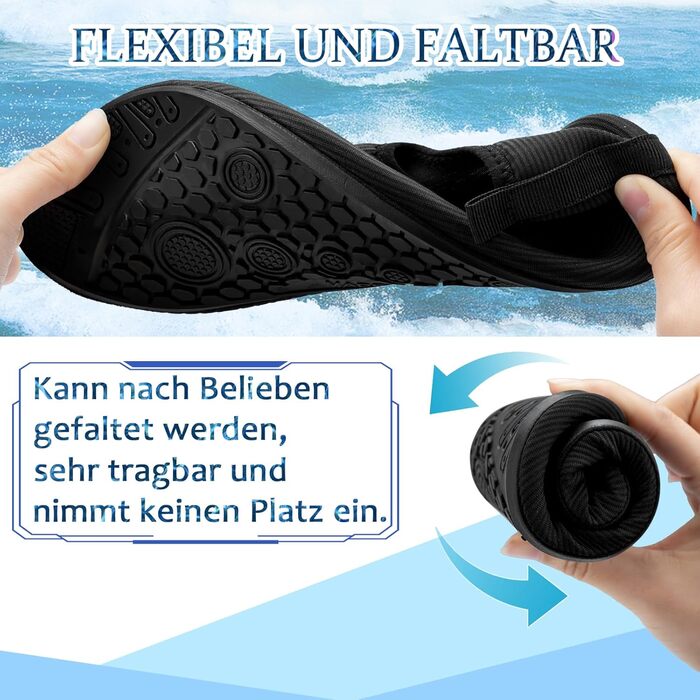 Чоботи для плавання жіночі та чоловічі, аквашузи, шкарпетки для плавання, пляжні чоботи, легкі серфові чоботи, швидковисихаючі, неслизькі, для водного спорту, чорні смужки, 36/37 EU