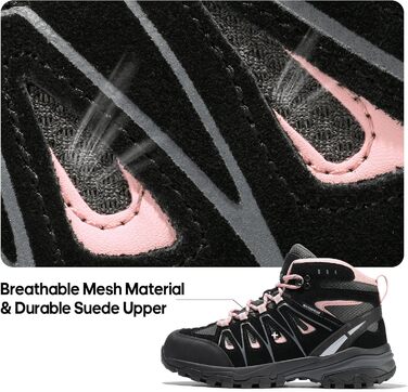 Черевики для трекінгу та подорожей NORTIV 8 для жінок - дихаючі, зручні (38.5 EU, широкі, чорно-рожеві)