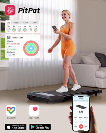 Walking Pad Lacuffy 2.5 HP: Біговий килимок для дому зі столом, Smart App, 136 кг, сірий, 80 см