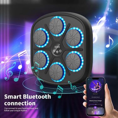 Музичний боксерський тренажер з LED підсвіткою та Bluetooth, 9 режимів швидкості, електронний бокс для дітей та дорослих, домашній фітнес 45 см