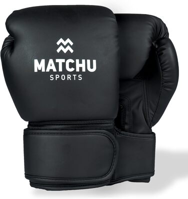 Боксерські рукавички MATCHU для кікбоксингу, MMA, Muay Thai, унісекс, 14 oz, чорні, штучна шкіра, на липучці, для всіх сезонів