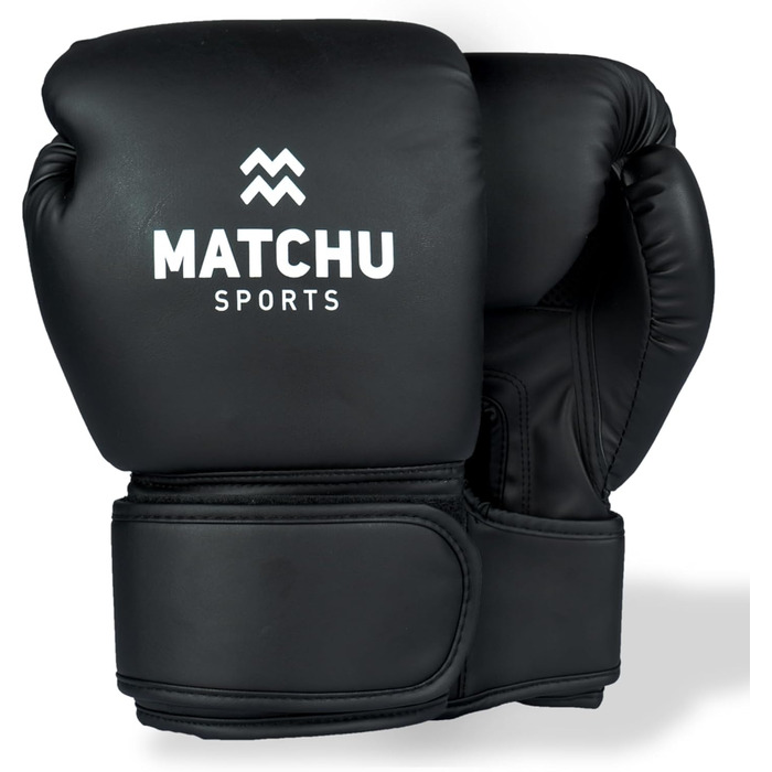 Боксерські рукавички MATCHU для кікбоксингу, MMA, Muay Thai, унісекс, 14 oz, чорні, штучна шкіра, на липучці, для всіх сезонів