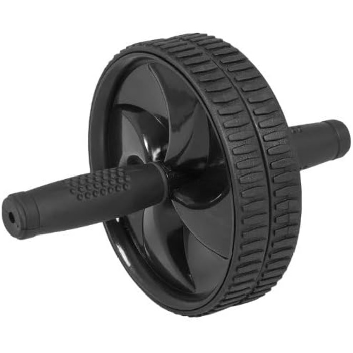 Брюшний ролик GORILLA SPORTS з килимком для колін, 27x18 см, гумовий, нековзкий, чорний — ролик для пресу, тренажер для пресу, абдомінальне колесо для домашніх тренувань
