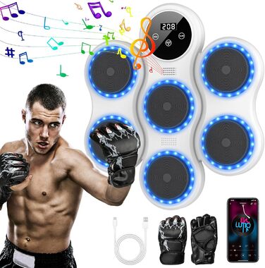 Музична боксівська машина з LED-підсвічуванням, Bluetooth, 9 режимів швидкості, підрахунок ударів, для дорослих та дітей