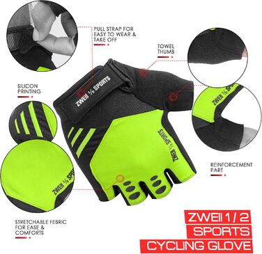 Велосипедні рукавички для чоловіків та жінок, напівпальцеві, дихаючі, літні, для їзди, фітнесу, з гелевою підкладкою, антиковзаючі, для MTB, тренувань, зелені, M