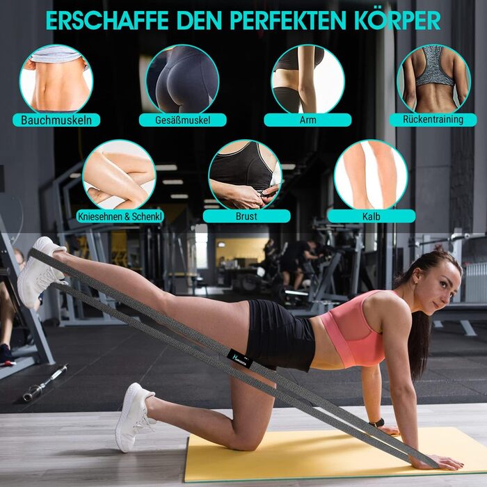 Набір з 3 еластичних стрічок для фітнесу – нековзкі, приємні до шкіри та еластичні – стрічки опору для нарощування м'язів, йоги, пілатесу та тренувань всього тіла – можна прати, довговічні та з сумкою для перенесення. Кольори: сірий, темно-сірий, чорний.