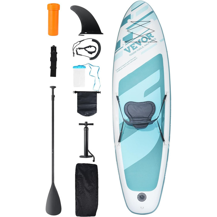 Надувна SUP-дошка VEVOR 323x84x15 см з сидінням, комплект: весло, насос, рюкзак, аксесуари, для дорослих та підлітків, синя